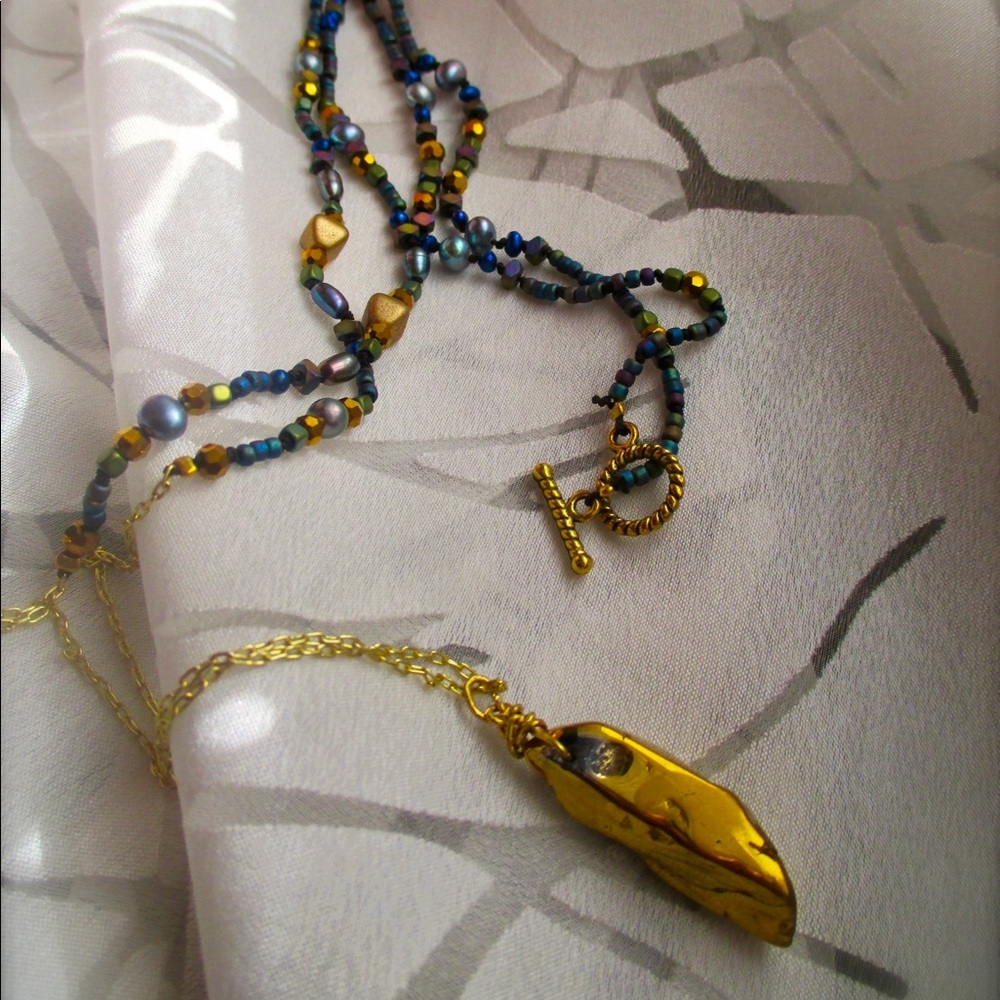 Golden Crystal Long Galaxy Necklace